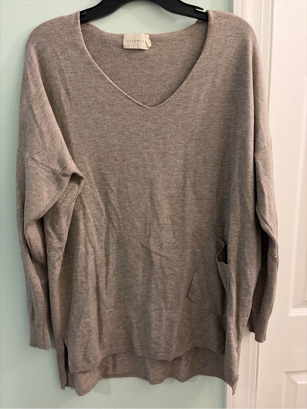 Dreamers Taupe Crewneck Knit Top